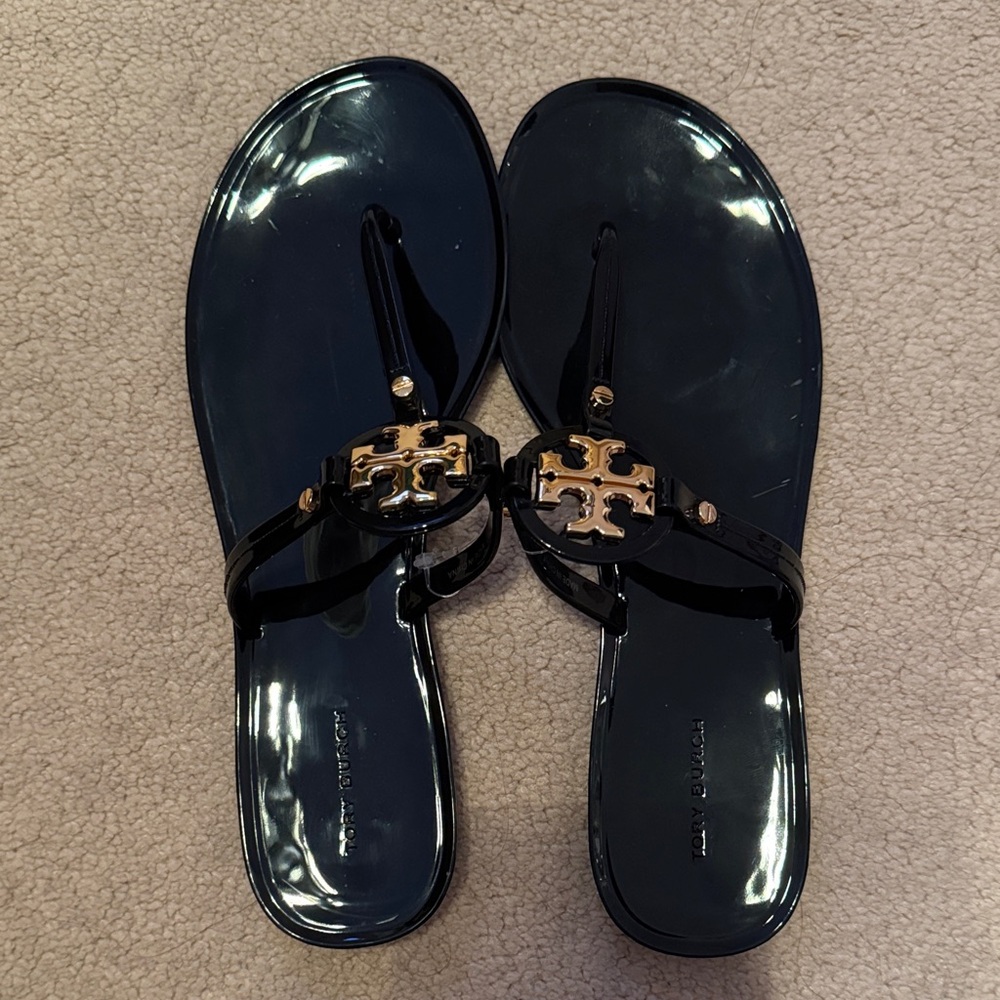 Tory Burch Black and Gold Sandals